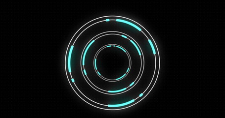 Image of circular scope scanning with flashing red lights on black