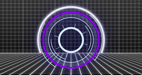 Image of digital interface showing circular scope scanning with white grid