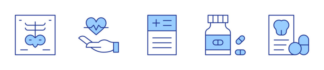 medicine, prescription, x ray, medical insurance, medical history. Medical Icon vector illustration. Line Duotone style. Editable stroke