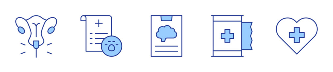 Obraz premium pap smear, medical report, medical check, surgical tape, heart. Medical Icon vector illustration. Line Duotone style. Editable stroke