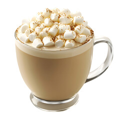 A Luxurious Hot Chocolate Topped with Mini Marshmallows Isolated on Transparent Background