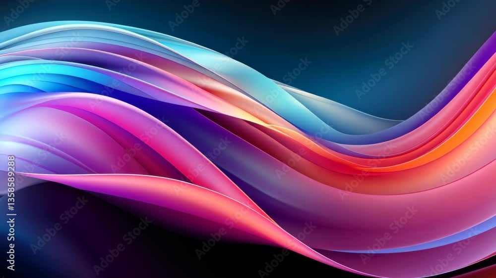 Aufkleber vibrant abstract wavy lines in colorful gradient with smooth flowing motion, futuristic digital back