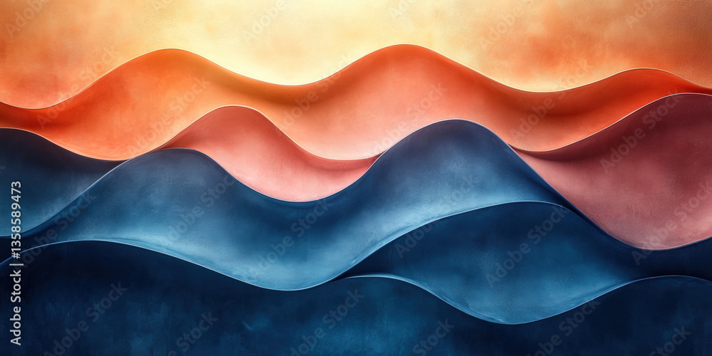 Poster colorful abstract design with red and blue waves and smooth flowing patterns
