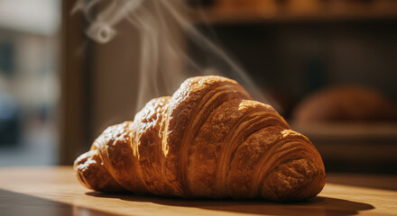 A flaky croissant with buttery layers