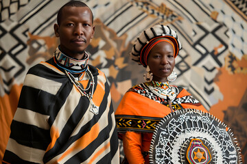 Resilient Xhosa Tradition: A Showcase of Detailed Ethnic Wardrobe and Accessories with African Background