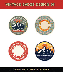 Vintage badge logo design template with editable text for clothing and apparel or etc