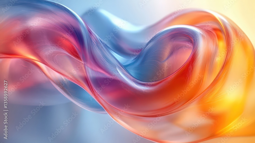 Poster chromatic fluidity abstract background with graceful translucent shape