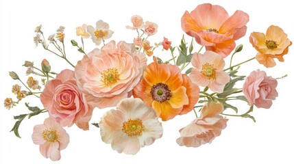 Assorted Floral Arrangement on White Background