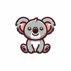 Ilustración de logotipo plano y colorido de un koala en formato clipart vectorial premium sobre fondo blanco, diseñada al estilo de una emblemática ilustración de logotipo cartoon