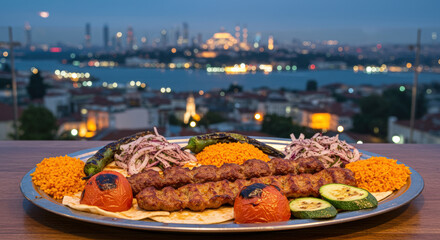 kebab platter with grilled vegetables
