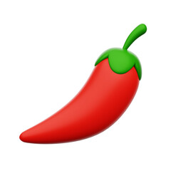 Chili Pepper 3D Rendering Icon Isolated Transparent Background