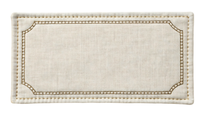 Blank beige linen label with stitched border