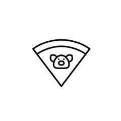 Pizza with pork. Restaurant menu. Dietary or religious restrictions. Pixel perfect, editable stroke vector icon