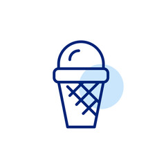 Ice cream in waffle cone. Pixel perfect, editable stroke vector icon