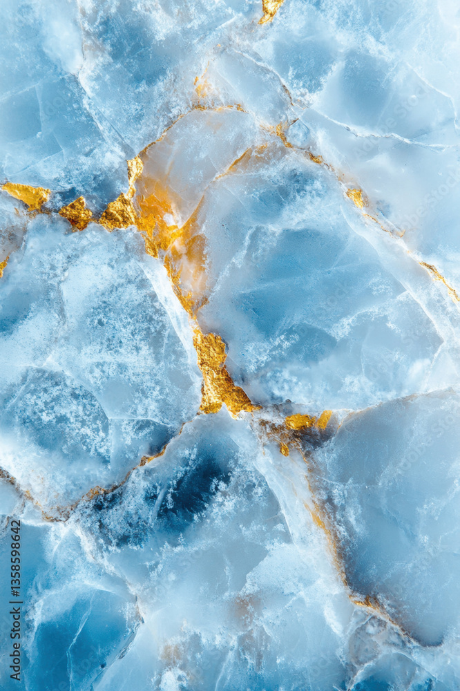 Aufkleber blue water splash in the pool with abstract icy texture and bubbles creating a clean liquid pattern