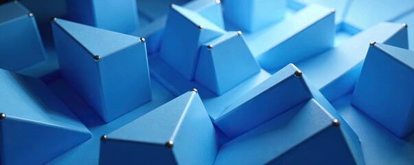 Futuristic 3d geometric shapes in shades of blue and silver with clean lines and angles,  geometric,  branding