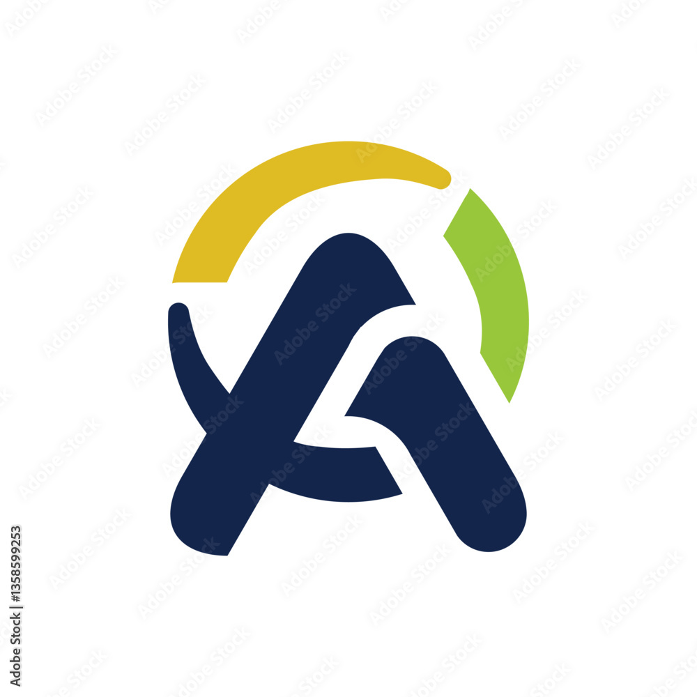 Poster the image shows a flat logo design of an initial letter a in combination with a circle shape. the de