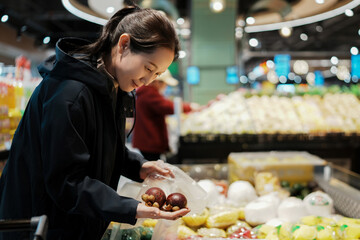 Joyful Shopping Experience at the Local Market with Fresh Produce