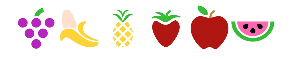 Set of fruits isolated on white background 