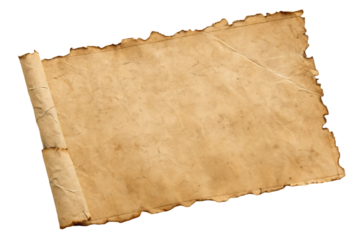 Old, aged, burnt parchment scroll. Texture background.