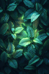 Fresh green leaves and natural foliage background design