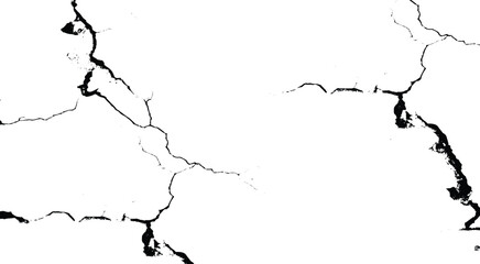 Broken concrete wall or cracked ground texture effect on transparent background. Fissure split hole in drought distressed surface. 