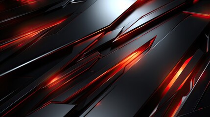 An abstract design featuring sleek geometric shapes with red accents