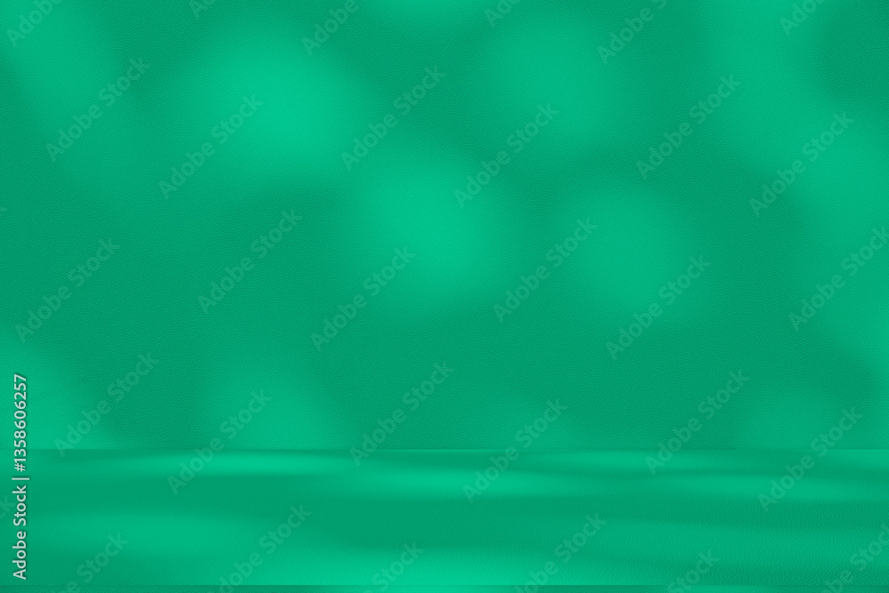 Aufkleber Wall interior background, studio and backdrops show products. with leaf shadow from window color green and white. background for text insertion and presentation of product	
