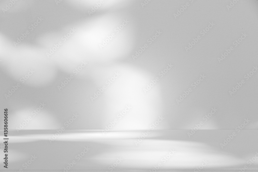 Poster Wall interior background, studio and backdrops show products.with shadow from window color white and grey. background for text insertion and presentation product	