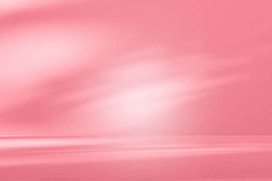 Wall interior background, studio and backdrops show products.with shadow from window color pink background for text insertion and presentation interior decoration	