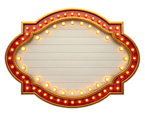 Vintage marquee sign with glowing lights, blank space for text.