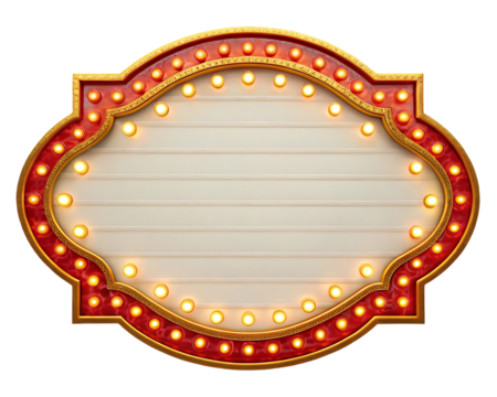Vintage marquee sign with glowing lights, blank space for text.