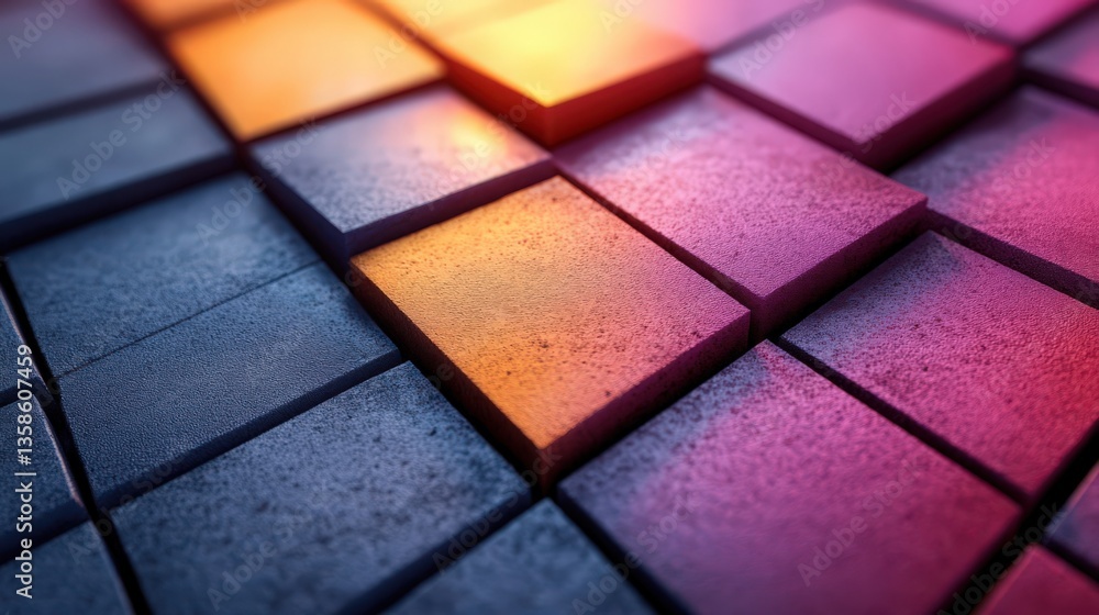Aufkleber abstract cubic arrangement in gradient colors evoking depth and texture