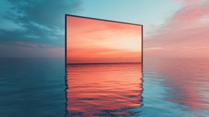 Enchanting Sunset Reflection in Canvas Frame Over Calm Water