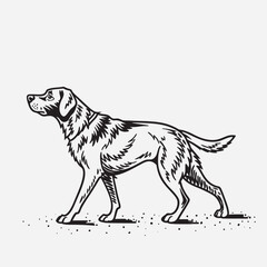 dog line art vector illustration black and white. perfect for lino cut print or wood cut print. comic and cartoon style