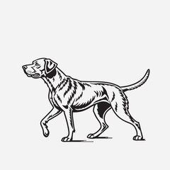dog line art vector illustration black and white. perfect for lino cut print or wood cut print. comic and cartoon style