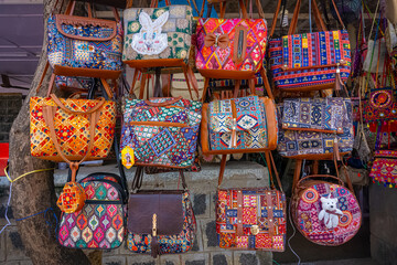 Indians Traditional Ikat pattern Embroidered handmade bags & Jodhpuri bags with aesthetic designs,...