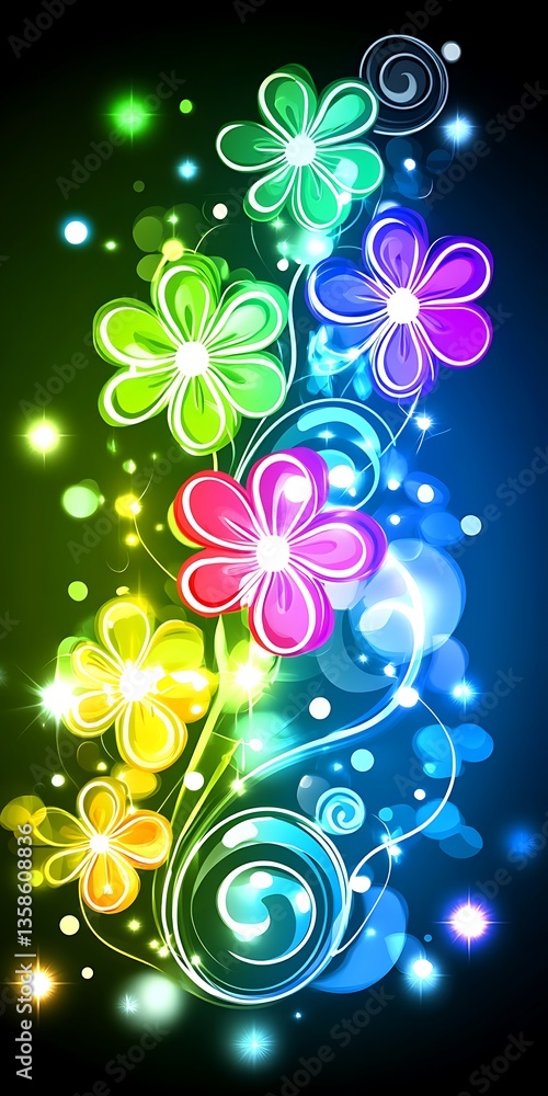 Aufkleber luminescent blooms with glowing aura creating radiant botanical display