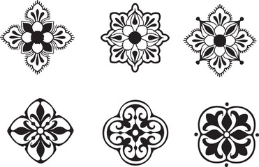 A set of floral pattern design elements vector art