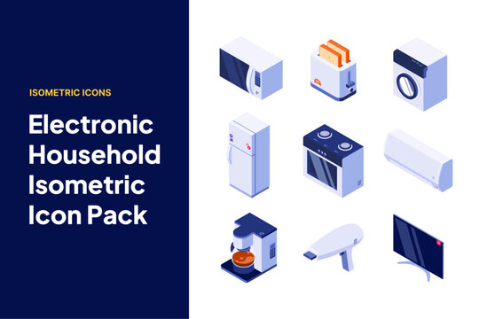Electronic Household Isometric Icon Pack