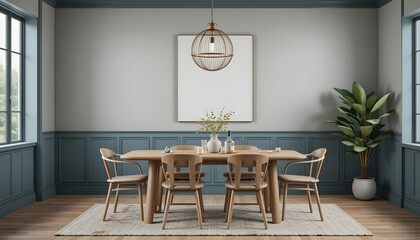  Minimalist Scandinavian Dining Room: Elegant Wall Mockup for Interior Design Inspiration