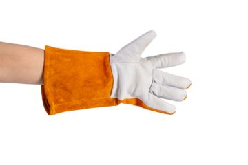Work gloves in hand isolated on transparent background