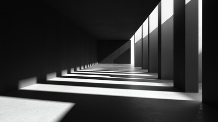 Obraz premium Minimalist Black and White Space with Shadows and Light Play
