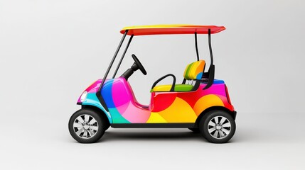 Vibrant Golf Cart Design on a White Background