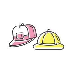 Fototapeta premium Icon of colorful hats illustration featuring two styles in a playful design 