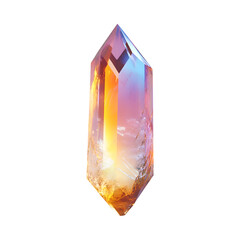 Large Orange Quartz Crystal Shard Isolated on Transparent Background