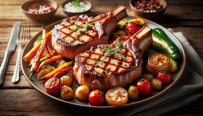 Pork Chops Thick cut pork chops grilled to perfection served wit