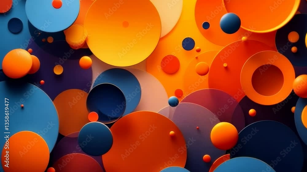 Poster vibrant abstract animation of colorful overlapping circles in dynamic motion