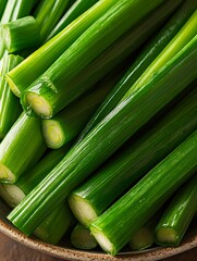 Obraz premium Fresh Green Scallions Closeup.