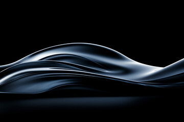 Abstract white gray black curved wave fluids flowing on black background,transparent gradient glass flow background for banner wallpaper poster cover design with design